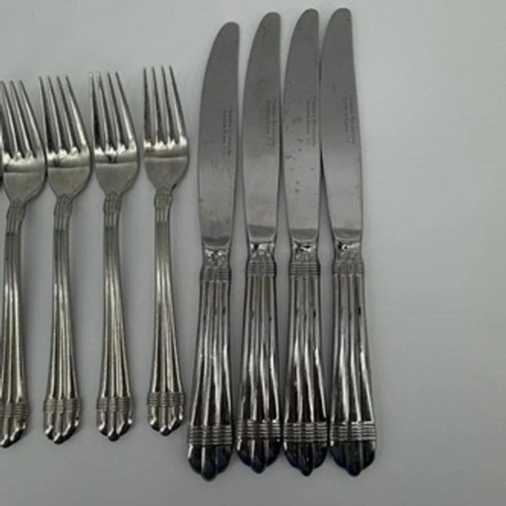 Odyssey Hampton Silversmiths‎ 715 Stainless Flatware Set 5 Forks 4 Knives Korea